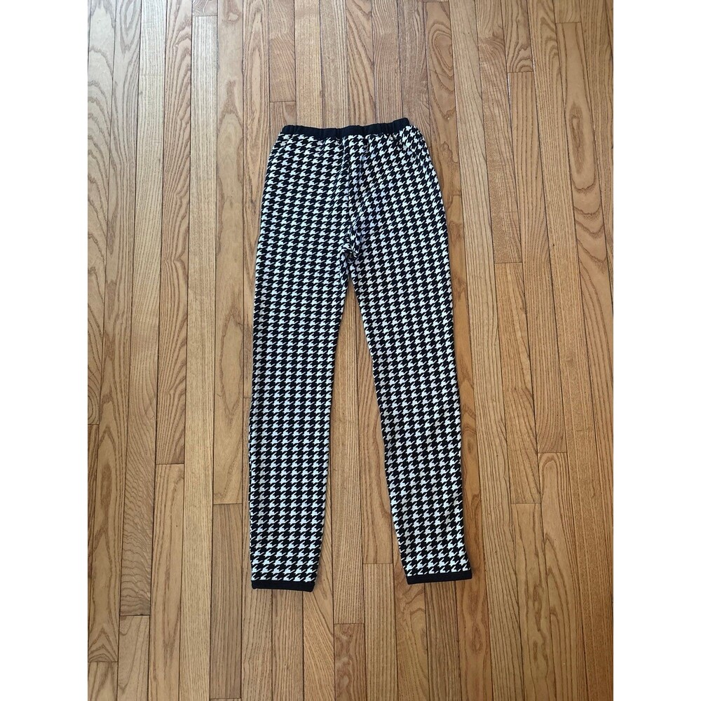 Women's girls juniors black white houndstooth pants casual summer business nwot